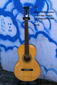 King '0-18' parlor solid top, fingerpicking nut width is 1 3/4"