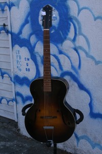 1950s Harmony f-hole reset neck w' high angle to drive top $350