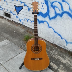 60's Kay X braced dreadnought like Elmo James guitar - solid  spruce. Reset w pin bridge $400 