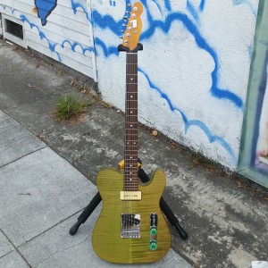 Subway Custom Baritone USA Fender corona tele body with flame cap P-90 tele pickups  $800