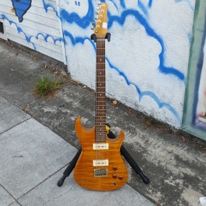 Custom subway baritone incredible flame body by zion villocette neck 2 P-90 pickups $900