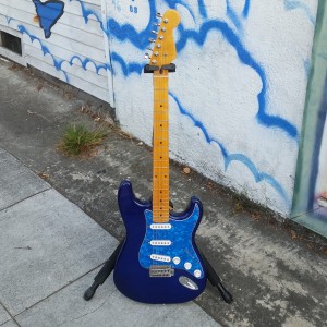 Subway set neck deep blue strat with blue crushed pearl pickgards $300