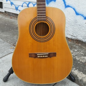 60's Kay X braced dreadnought like Elmo James guitar - solid  spruce. Reset w pin bridge $400 