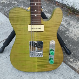 Subway Custom Baritone USA Fender corona tele body with flame cap P-90 tele pickups $800