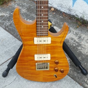 Custom subway baritone incredible flame body by zion villocette neck 2 P-90 pickups $900