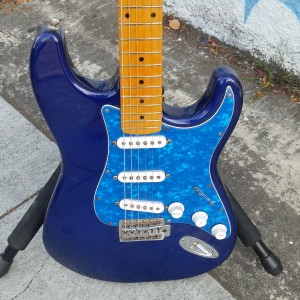 Subway set neck deep blue strat with blue crushed pearl pickgards $300