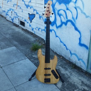 Fretless Odin bass 5 string ebony warmoth neck Alembic pickups Bartolini preamp $900