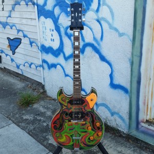 Psychedelic hippy guitar like Gibson ES-330 made in Japan circa 1970 good gears and bridge $350