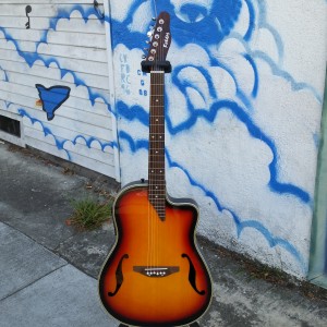 Ugly FatDog bowl back with tele neck with pickups electric acoustic $250